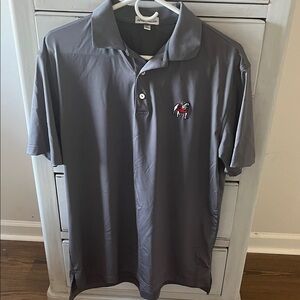Peter Millar Charcoal University of Georgia (UGA) Polo with Embroidered Dog